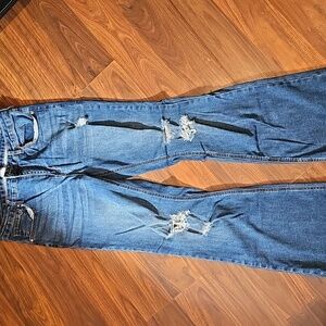 No Boundaries Blue Distressed Flare Jeans